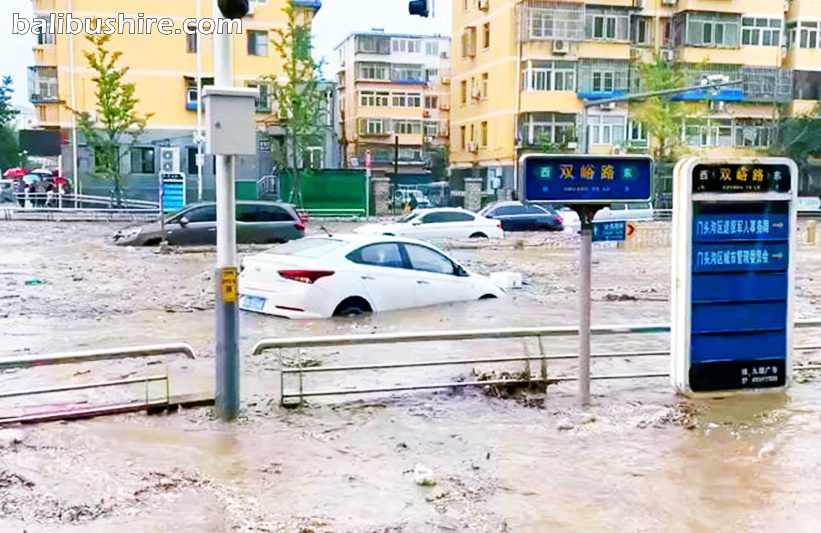 Flooding in Miyun district, on the outskirts of Beijing on July 28, 2025